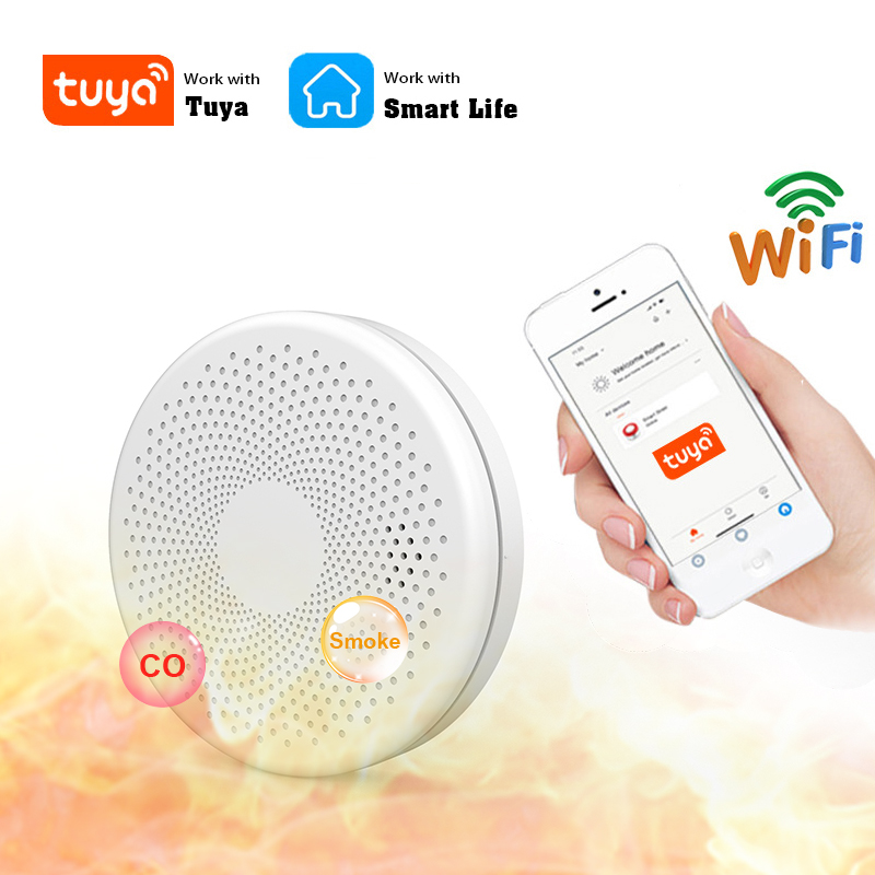 2 in 1 Version WiFi Tuya Smart - Smoke Detector Interconnected 评论和价格
