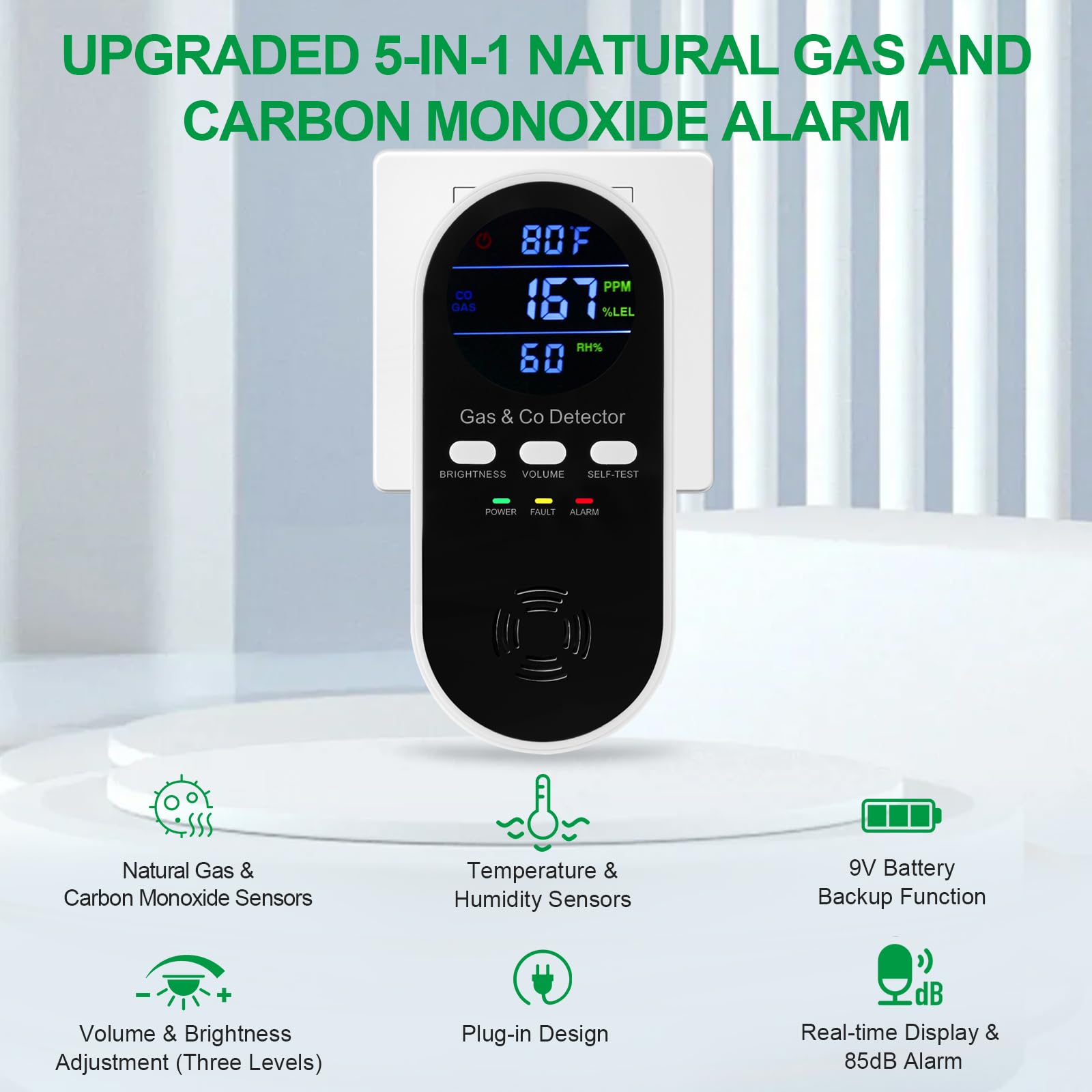 5-in-1 Carbon Monoxide Alarm N - Co Detector Plug 评论和价格