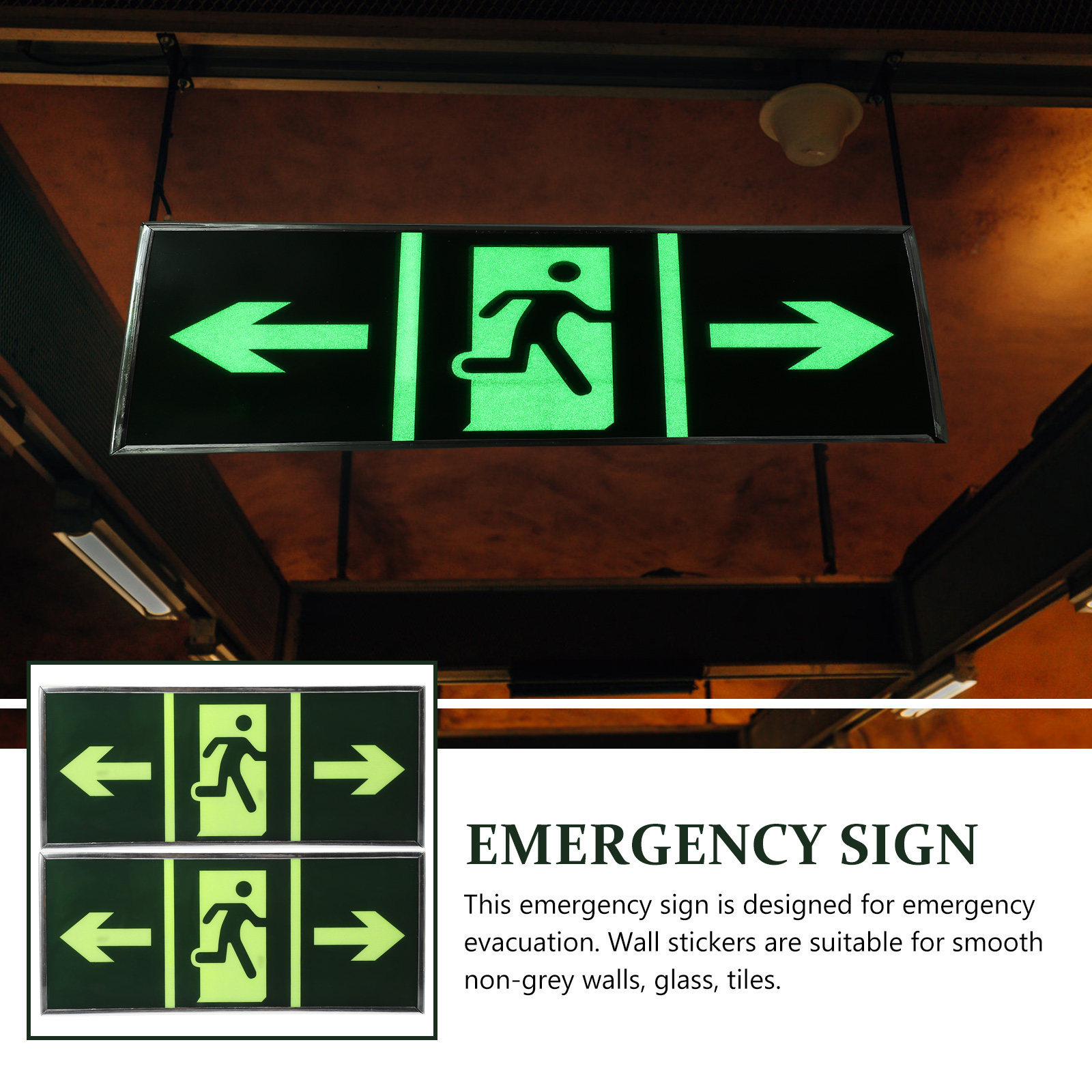 2Pcs Luminous Emergency Exit S - Emergency Exit Sign 评论和价格