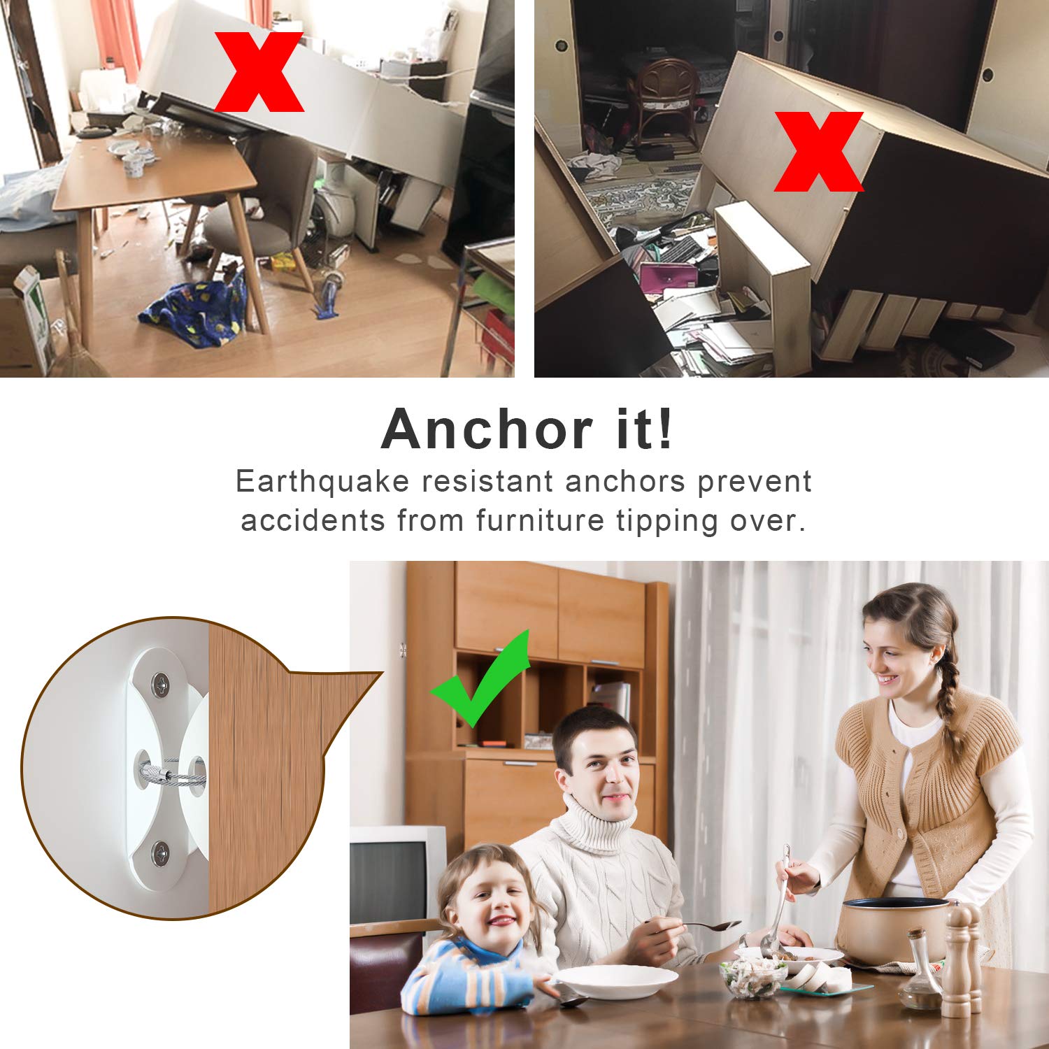 6 Set Furniture Wall Anchors A - Earthquake Anchor Strap 评论和价格
