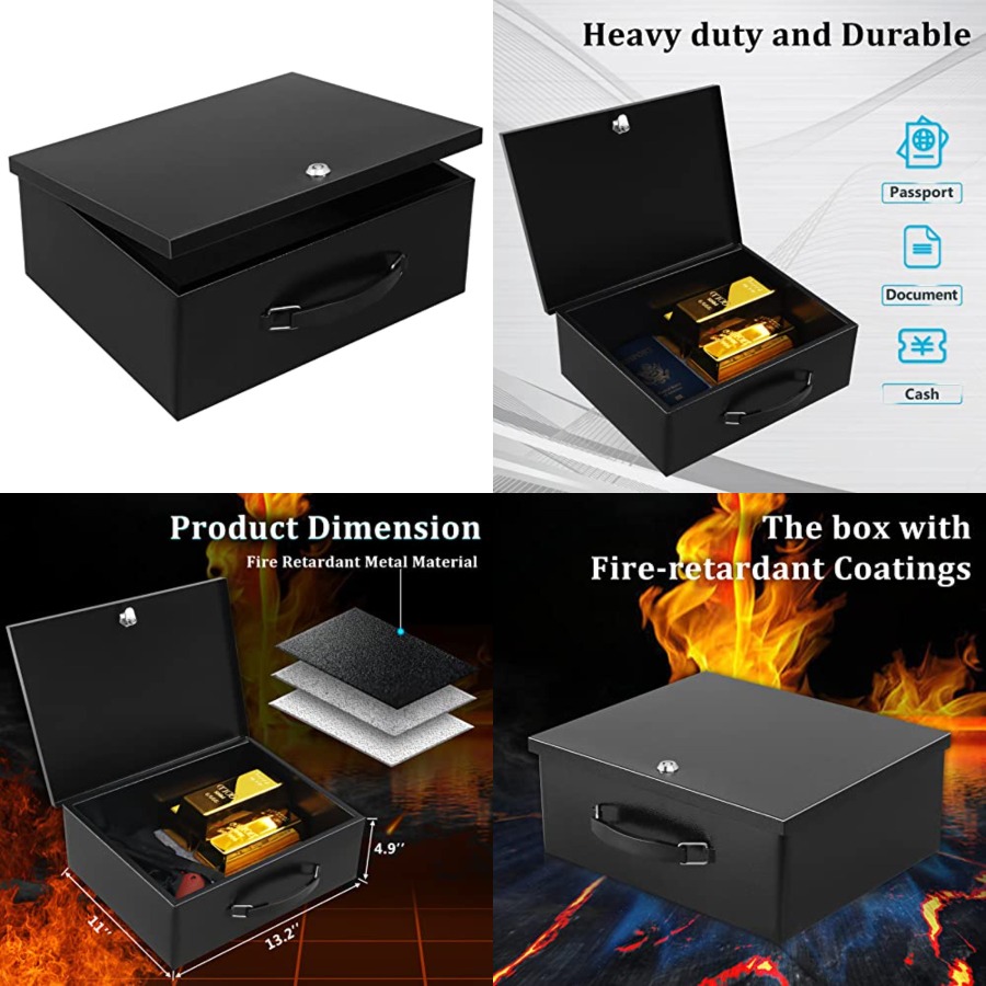 Portable Metal Safe Box with K - Fire Safe Document 评论和价格