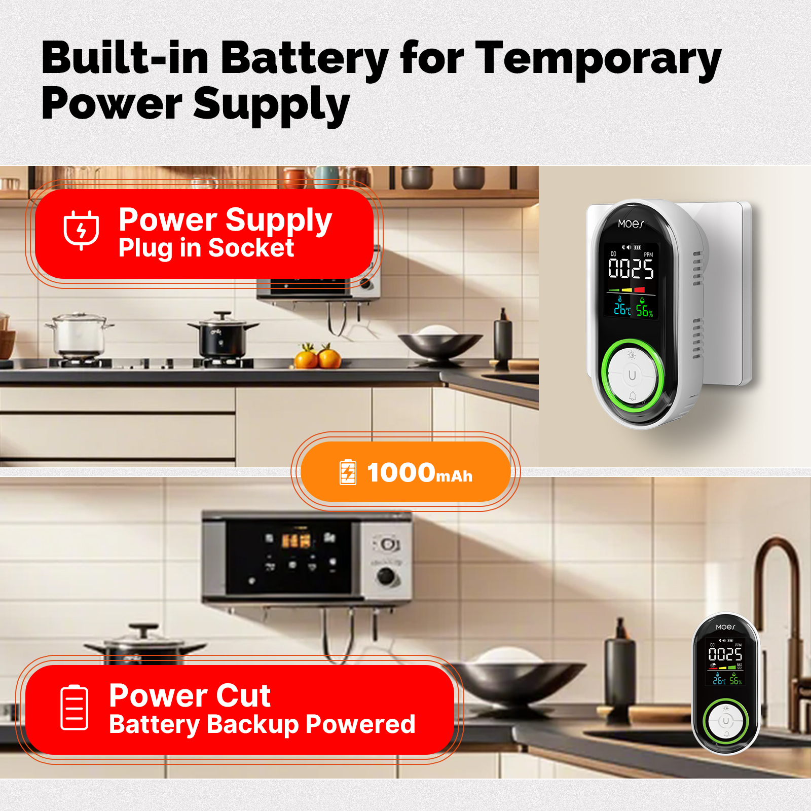 MOES CO Smoke Gas Detector Ala - Co Detector Plug 评论和价格