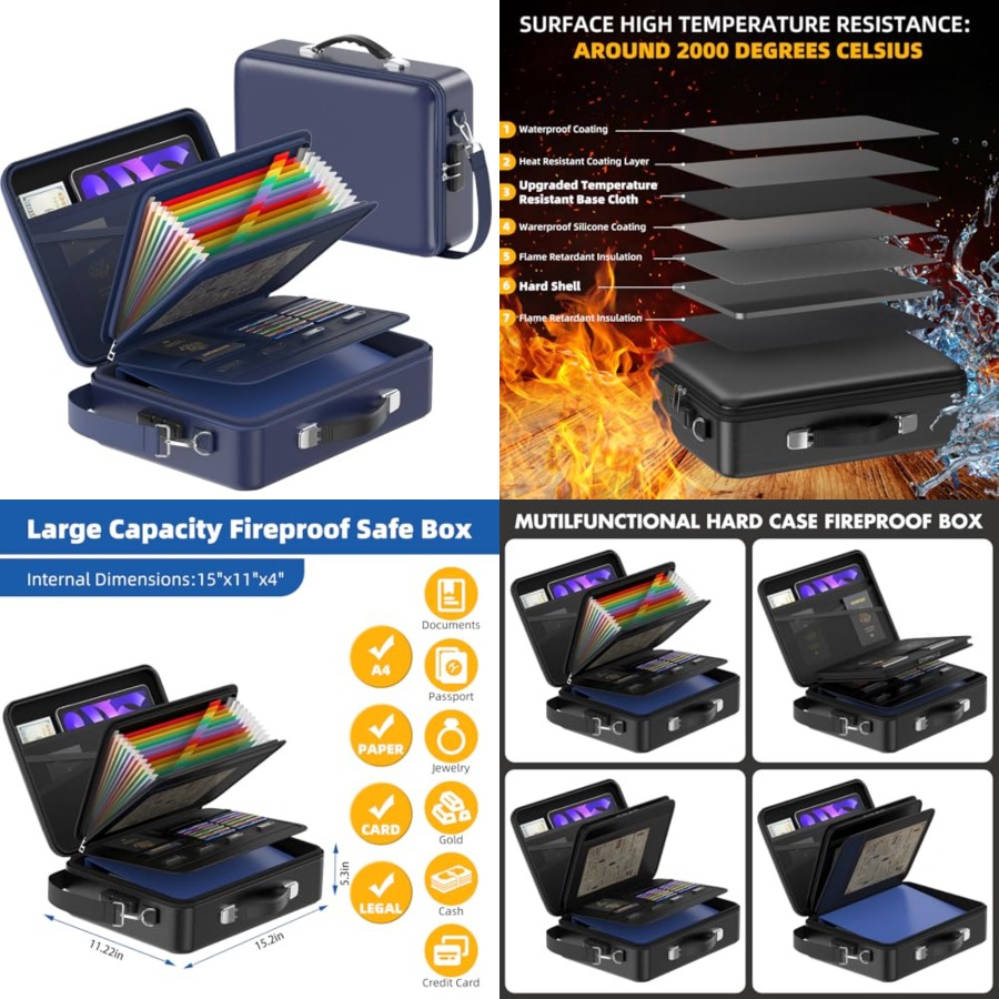 Fireproof Document Box with Lo - Fire Safe Document 评论和价格