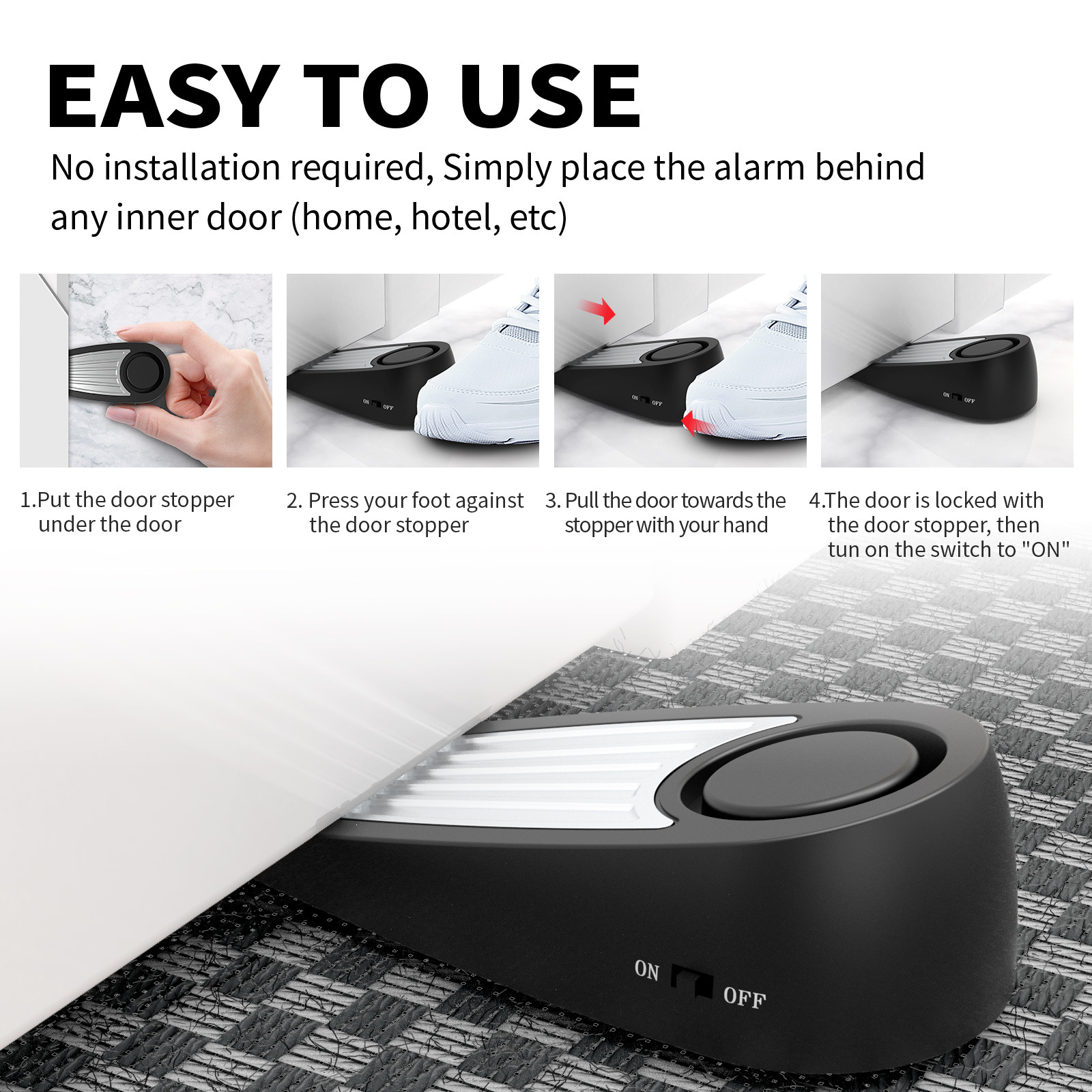 Wireless 130dB Door Stop Alarm - Door Stop Alarm 评论和价格